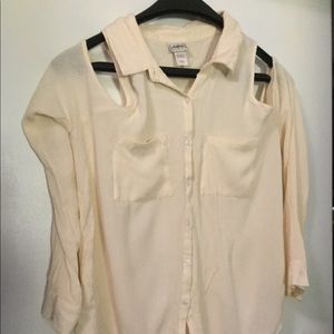 Cold shoulder button up blouse